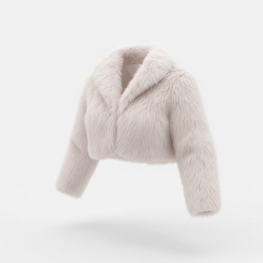 Pelliccia corta con collo avvolgente